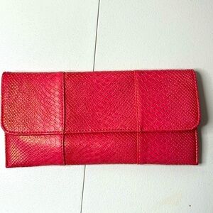 Urban Expressions coral and gold snake print Envelope Clutch or purse A00102